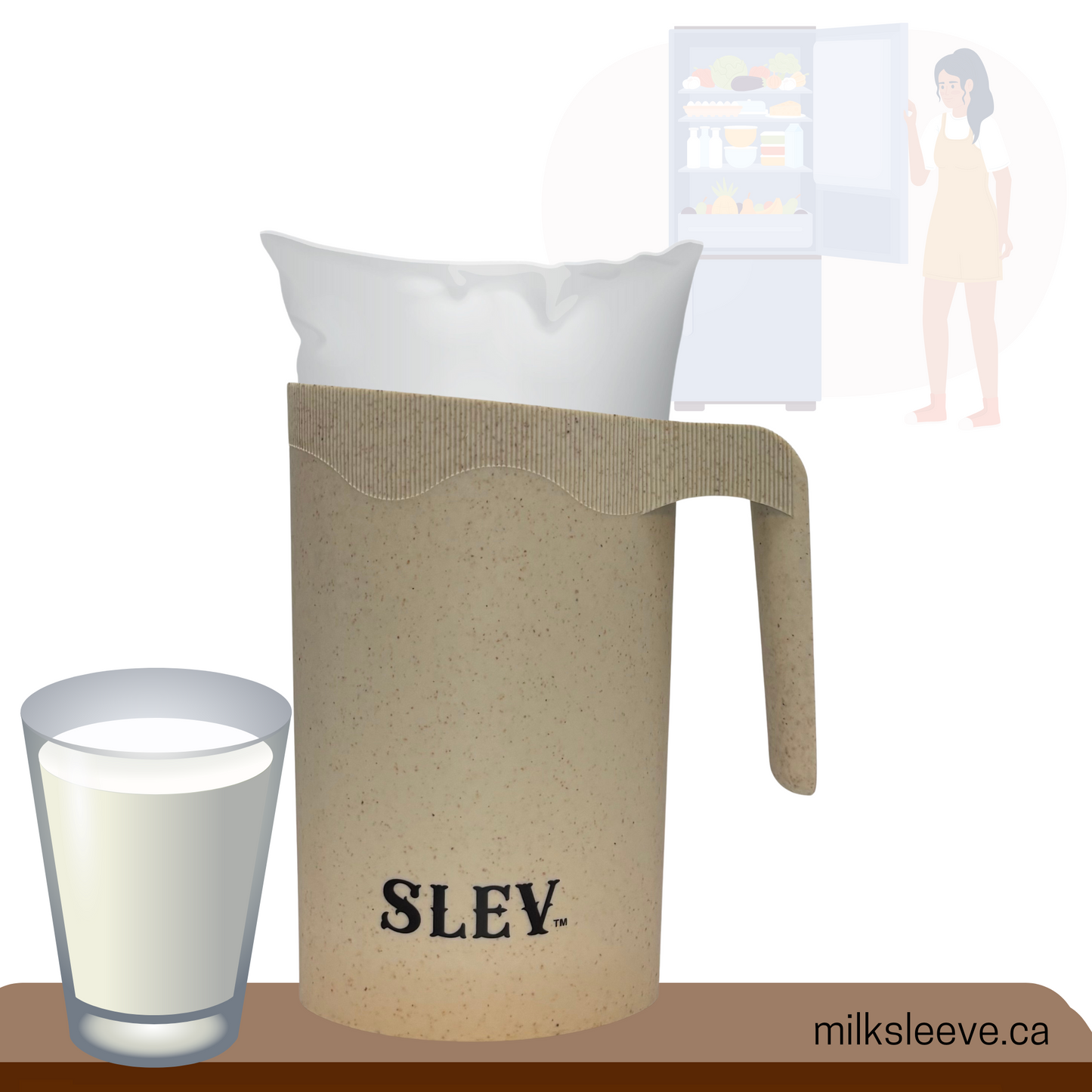 Milk Bag Pitcher Holder Wheat straw Eco Friendly, Beige